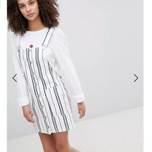 ASOS Bershka Striped Overall Dress - Size S